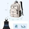 BAGSMAT College Laptop Backpack, 15.6 Inch Travel Backpack Airline Approved, 30L Casual Daily Backpack, Lightweight College Bookbag for Women Men, Beige - Image 8