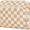 Narwey Large Women Makeup Bag Wide-open Make up Bag Travel Cosmetic Organizer Toiletry Bag for Cosmetics Toiletries Accessories (Light Checkerboard)