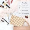 Narwey Small Makeup Bag for Purse Travel Makeup Pouch Cosmetic Bag Zipper Pouch Bags for Women (Light Checkerboard) - Image 6