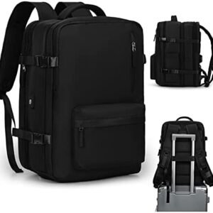 VGCUB Large Travel Backpack Bag for Women Men,Carry on Backpack,17 Inch Laptop Business Work Waterproof Backpack with Laptop Compartment,Person Item Flight Approved,Mochila de Viaje,Black Expandable