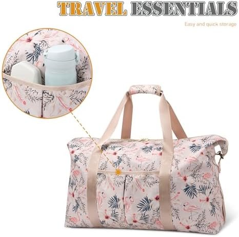 Tuwubi Travel Duffle Bag, Gym Bag for Women, Weekender Bag, Tote Bag, 45L Travel Duffel Bags with Small Pouch - Flamingo - Image 6