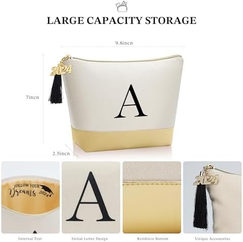 YOOLIFE Graduation Gifts 2024 Makeup Bag, Graduation Gifts for Women Initial Bag Cute Makeup Bag Pouch Sister Graduation Gift Class of 2024 Gifts Teen Graduation Gifts for Girls Daughter Gard Gifts H - Image 4