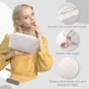 Abiudeng 2 piece Travel Makeup Bag,Large Capacity Cosmetic Bags Toiletry Bag for Travel Essentials,Waterproof Portable Pouch Open Flat Makeup bag Organizer with Divider and Handle(White Grid) - Image 5