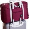 2 Pack Foldable Travel Bag Waterproof Travel Duffel Bag,Women Ladies Man Canvas Weekender Bag Overnight Carry-on Tote Duffel in Trolley Handle (Black&Rred)… - Image 4