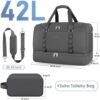 ETRONIK Duffle Bag for Men Women, Travel Bag with Shoe Compartment, Carry on Bags for Airplanes with Toiletry Bag, Weekender Overnight Bag for Gym Sports Trip, Grey - Image 7