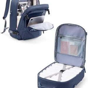 Travel Backpack for Women, United Airlines Carry on bags Travel Bag Flight Approved, personal item bag 17 * 10 * 9 with USB Charging Port, Waterproof Carry on Backpack, Aqua Blue