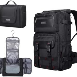 WITZMAN Carry On Travel Backpack for Men Duffle Bags Fit for 17 Inch Laptop Airline Approved Backpack and Toiletry Bag Hanging Multi-organization Bathroom Bag Water-resistant Bag