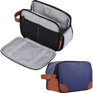 Toiletry Bag for Men, Mens Toiletry Travel Bag, Water-resistant Mens Toiletry Bag, Thickened PU Travel Dopp Kit, Toiletries Travel Bag for Business Trips and Camping, Navy Blue