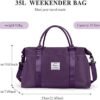 Weekender Bags for Women,Travel Duffel Bag,Overnight Weekend Carry On Personal Item Bag with Wet Pocket & Trolley Sleeve,Gym Bag,Dark Purple - Image 4