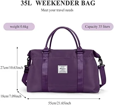Weekender Bags for Women,Travel Duffel Bag,Overnight Weekend Carry On Personal Item Bag with Wet Pocket & Trolley Sleeve,Gym Bag,Dark Purple - Image 4