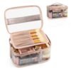 OCHEAL Clear Makeup Bags,Portable Cosmetic Bag Travel Makeup Organizer case Make Up Bag for Women and Girls Cosmetics Toiletries Brushes Slots and Divider-Clear Rose Gold