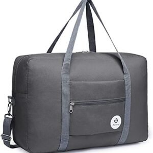 For Spirit Airlines Personal Item Bag 18x14x8 Foldable Travel Duffel Bag Tote Carry on Luggage Duffle Overnight for Women and Men (3112 Grey (with Shoulder Strap))