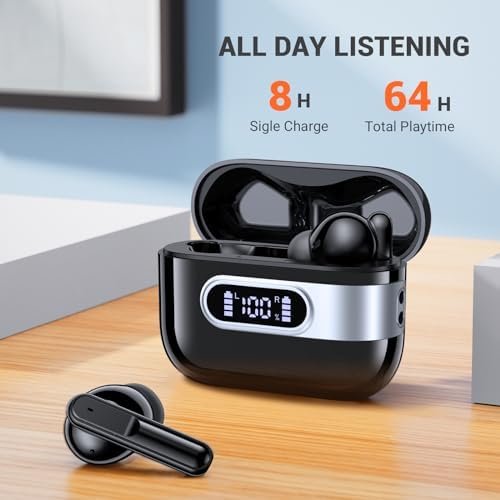 occiam Earbuds Wireless Bluetooth 5.3 Headphones Ear Buds 64H Playback, IPX7 Waterproof, 13mm Drivers with HiFi Sound, in-Ear Earphones for iOS Andriod Cell Phone (Black) - Image 2