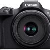 Canon EOS R100 RF-S18-45mm F4.5-6.3 is STM Lens Kit, Mirrorless Camera, RF Mount, 24.1 MP, Continuous Shooting, Eye Detection AF, Full HD Video, 4K, Lightweight, Wi-Fi, Bluetooth, Content Creation