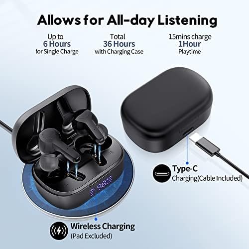 MOZOTER Bluetooth 5.3 Wireless Earbuds,Deep Bass Loud Sound Clear Call Noise Cancelling with 4 Microphones in-Ear Headphones with Wireless Charging Case Compatible for iPhone Android,Workout - Image 2