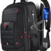 Z-MGKISS Extra Large Travel Backpack, TSA Backpack 17.3 Inch, 50L Anti Theft 17 Inch Big Business Laptop Backpack, Gift for Men & Women, Water Resistant College Rucksack Bag with USB Port, Black