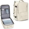 Carry On Backpack for Women, Airline Approved Large Travel Backpack Flight Approved, Waterproof 17 Inch Laptop Backpack Business Work Backpacks Bag Men Beige Mochila De Viaje