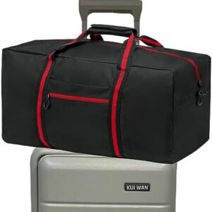 24.8 ” Travel Bag, Gym Bag for Men Women, Weekender Overnight Bag 60L Duffle Bag for Traveling with Trolley Sleeve Wet Pocket