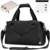 For Spirit Airlines 18x14x8 Personal Item Bag Travel Duffel Bag Underseat Carry-on Luggage with TSA Approved Quart Size Bag & Shoes Bag, Weekender Overnight Bag for Women (Black)