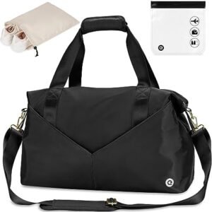 For Spirit Airlines 18x14x8 Personal Item Bag Travel Duffel Bag Underseat Carry-on Luggage with TSA Approved Quart Size Bag & Shoes Bag, Weekender Overnight Bag for Women (Black)