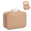 OCHEAL Makeup Bag, Cute Makeup Organizer Bag Potable Make up Bag for Toiletry Cosmetics Accessories with Divider and Brushes Compartments, Makeup Travel Case - Beige Apricot - Image 8