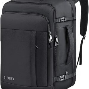 Carry On Backpack, 50L Travel Backpack, Luggage Backpack TSA Flight Approved Laptop Backpack for Men & Women, Large Expandable Backpack 40L Daypack Lightweight Business Weekender Bag, Black
