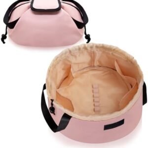 rlokosfb Small Drawstring Makeup Organizer,Lay Barrel Makeup Bag Cosmetic Bag Toiletry Bag for Travel,Portable Waterproof Make Up Bags for Women Brush Toiletries Accessories (small pink)