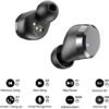 TOZO T12 (Large Ergonomic Edition) Wireless Earbuds Bluetooth 5.3 Headphones Premium Sound Performance Touch Control LED Digital Display Wireless Charging Case Earphones Dark Black - Image 6