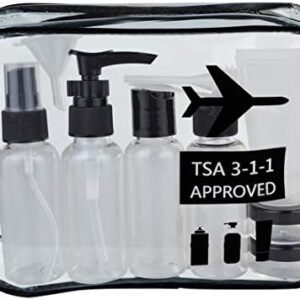 Wobe Travel Bottles and TSA Approved Toiletry Bag, Clear Quart Size with Leak-Proof Travel Containers Set Makeup Bag Accessories for Liquids Carry-On Luggage Compliant for Airplaine