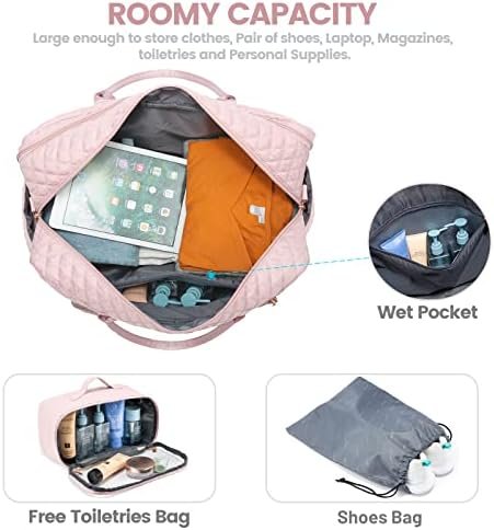 LOVEVOOK Travel Duffle Bag, Weekender Bag for Women with Toiletry Bag, Carry on Overnight Bag with Laptop Compartment for Yoga, Gym with Wet Pocket, Shoe Bag, Hospital Bag for Labor and Delivery, Pink - Image 3