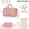 WANDF For Spirit Airlines Personal Item Bag 18x14x8 Travel Duffel Bag with TSA Approved Quart Size Bag & Shoes Bag Weekender Overnight Bag Carry-on Luggage for Women （Pink） - Image 7