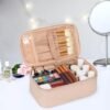 OCHEAL Makeup Bag,Vegan Leather Makeup Organizer Bag,Travel Essentials Cosmetic Bag Make Up Bag Small Makeup Case Toiletry Bag for Women,Compact Capacity for Daily Use, Double Zippers -Rose Gold - Image 8