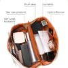 Cessfle Travel Makeup Bag Set, Checkered Makeup Bag with Travel Makeup Brush Holder Leather Travel Toiletry Bag Set Large Capacity Travel Cosmetic Bag Makeup Organizer for Women… - Image 3