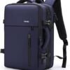 HOMIEE Travel Backpack Carry on Bag Personal Item Airline Approved 18x14x8 Inches, 40L Expandable Luggage Suitcase Daypack with USB Port, 17 Inch Laptop Weekender Bag, Blue