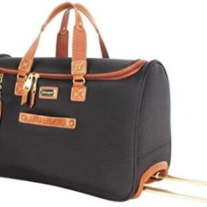 steve madden Designer Carry On Luggage Collection - Lightweight 20 Inch Duffel Bag- Weekender Overnight Business Travel Suitcase with 2- Rolling Spinner Wheels (Global Black)