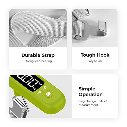 pack all 110 Lbs Luggage Scale, Digital Handheld Baggage Scale, Travel Suitcase Weight Scale with LCD Display, Battery Included, Apple Green - Image 6