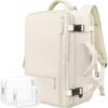 Rinlist Travel Backpack for Men Women, Airline Approved Carry-on Backpack Luggage, Personal Item Backpack Bag, Large Gym Work Backpack, Beige