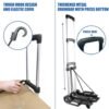 Folding Hand Truck, Expandable Light Weight Luggage Cart with 2 Wheels, Free Bungee Cord and Storage Bag, Aluminium Foldable Trolley for Travel, Shopping，Moving, Office - Image 4