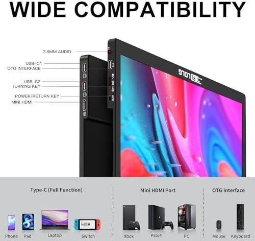 ALOLG Portable Monitor 17.3 Inch with 60HZ FHD 1080P Display,USB-C and HDMI Inputs, Ultra-Slim IPS Panel with HDR and Premium Smart Cover & Speakers-Compatible with Laptop,PC,Phone,PS5,Switch - Image 2