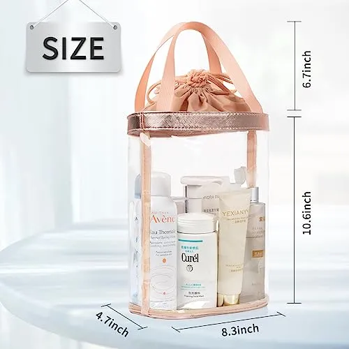 Clear Makeup Bag, Travel Toiletry Bag for Women, TSA Approved Toiletry Bag, Waterproof Clear bag Cosmetic Pouch,Transparent Makeup Organizer, Carry on Airport Airline Compliant - Image 2