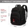 Laptop Backpack for Men - Travel Backpack with USB Charging Port for Daily Commutes and Travel -College Backpack Men - Gifts for Men - Waterproof - Black - Image 6