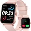 Smart Watch for Men Women with Bluetooth Call,Alexa Built-in,1.8" DIY Dial Fitness Tracker with Heart Rate Blood Oxygen Sleep Monitor 100 Sports Modes IP68 Waterproof Smartwatch for Android iOS(Black)