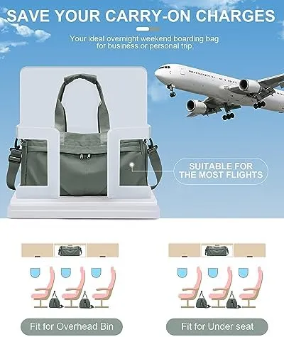 Carry On Bags For Airplanes,Travel Duffel Bags With Trolley Sleeve,Sport Gym Bags Waterproof Swimming Yoga Bags For Women,Duffel Bags For Traveling(Army Green) - Image 6