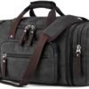 Felipe Varela Duffle Bag for Men, Canvas Expandable Duffel Bag for Travel, Mens Carry On Luggage Bag Traveling Weekender Gym Overnight Bags for Airplanes, Black