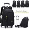 EKUIZAI Solid Color Trolley Backpack Schoolbag for Middle School Students Elementary Rolling Bag Daypack for Teen Boys - Image 6