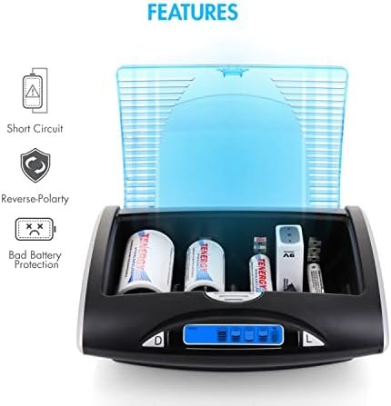 Tenergy Smart Battery Charger for NIMH/NICD AA/AAA/C/D/9V Batteries, LCD Universal Rechargeable Battery Charger with Automatic Charge/Discharge Function & 5V USB Port for Digital Devices - Image 4