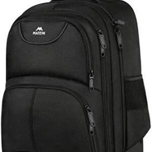 MATEIN Wheeled Backpack, 18 inch Laptop Backpack with Wheels for College, Rolling Travel Backpack, Carryon Trolley Luggage Suitcase Compact Business Computer Bag for Men Women, Black