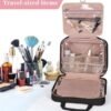 Black Toiletry Bag, Makeup Organizer, Travel Bag For Women Mens Toiletries, Waterproof with Hanging Hook, Large Capacity - Image 3