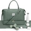 Travel Duffel Bag for Women, Overnight Weekender Bag with Wet Pocket & Trolley Sleeve, Carry On Tote Bag Sports Gym Bag Green - Image 8