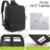 Travel Laptop Backpack, Carry On Backpack for Men Women Airline Approved, Large Waterproof College Business Work Hiking Casual Daypack Bag, Fits 16" Laptop, Black - Image 2